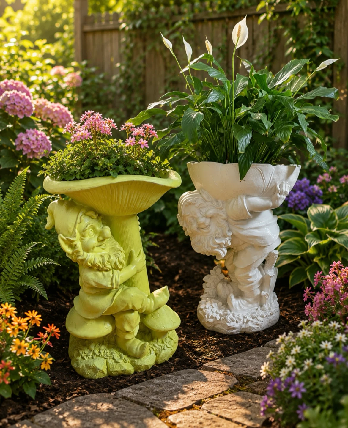 Garden Gnome and Cherub Planters