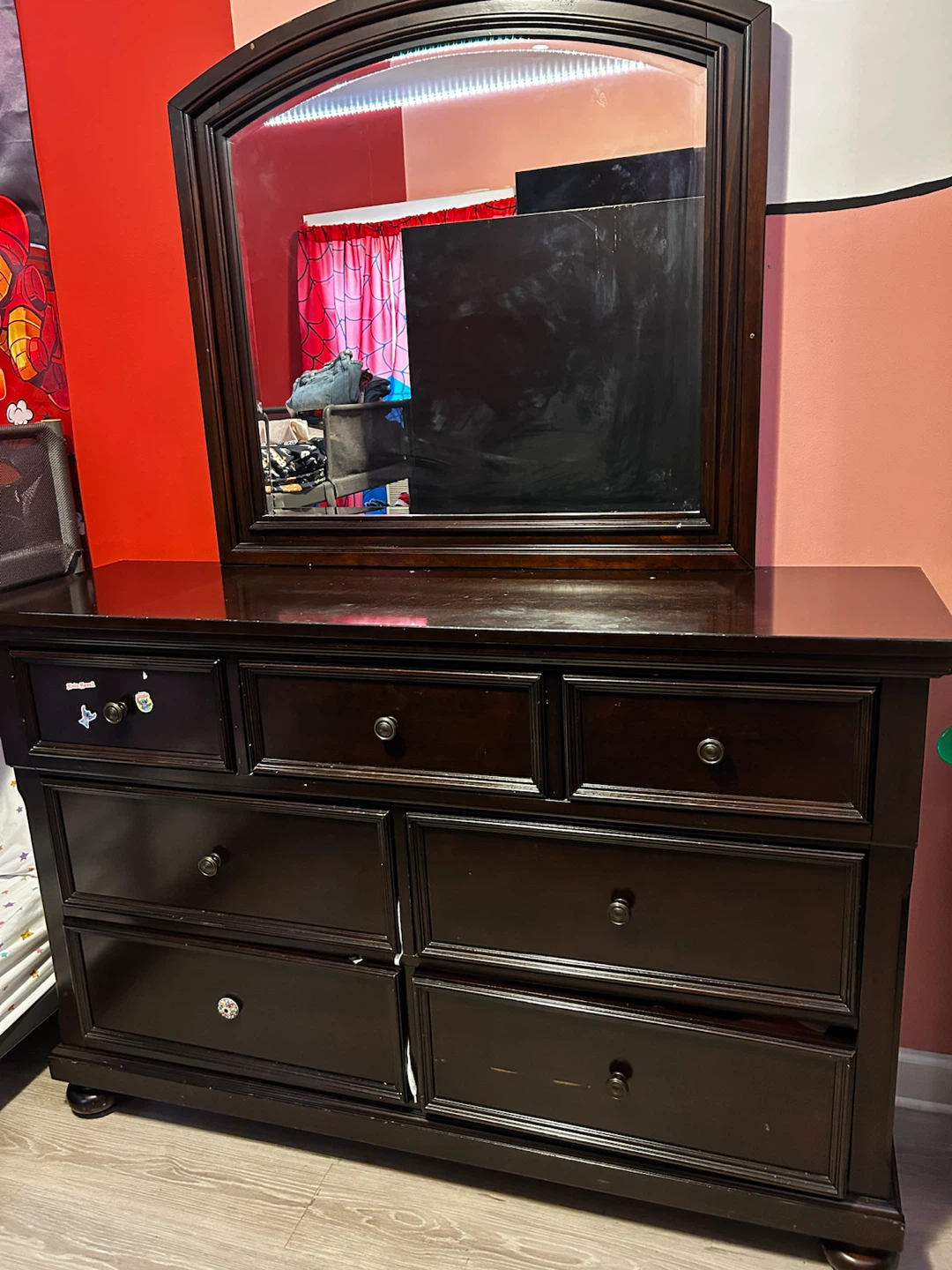 Dark Wood Dresser with Mirror
