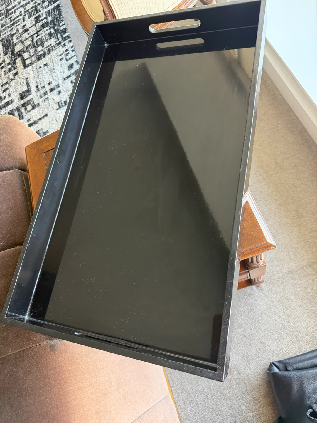 Black Serving Tray with Handles