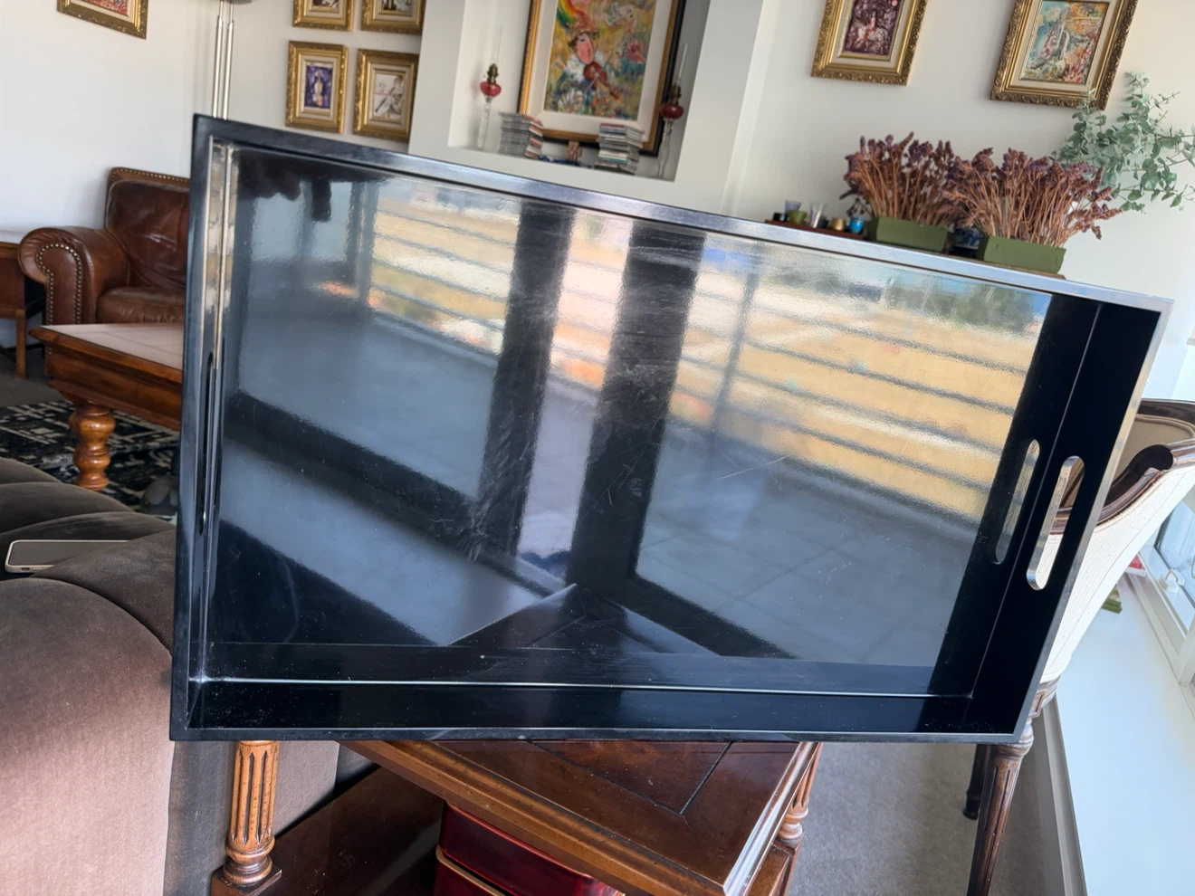 Black Serving Tray with Handles - photo 3