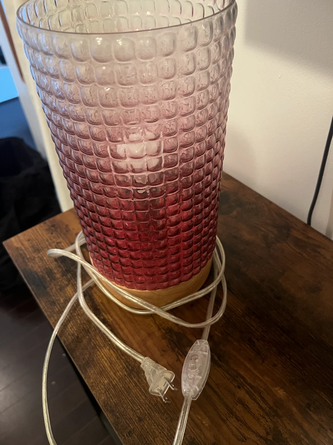 Glass Accent Lamp with Wooden Base