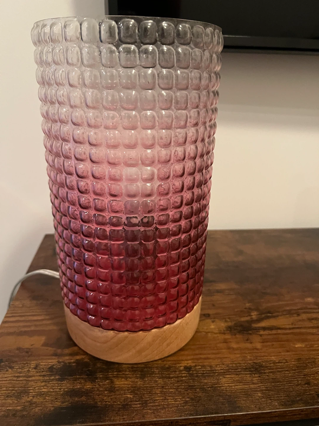 Glass Accent Lamp with Wooden Base - photo 2
