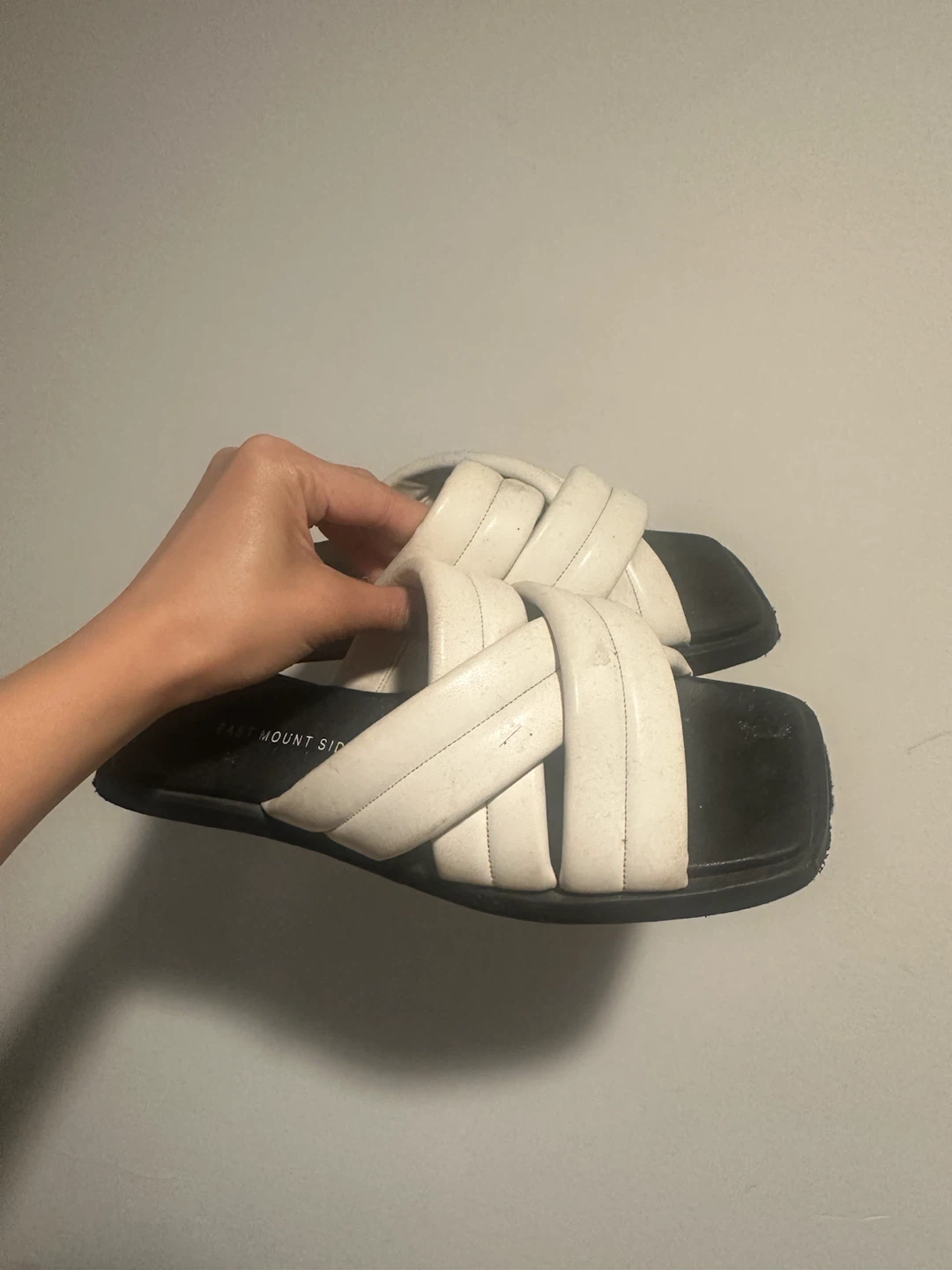 East Mount Side White Padded Strap Slides