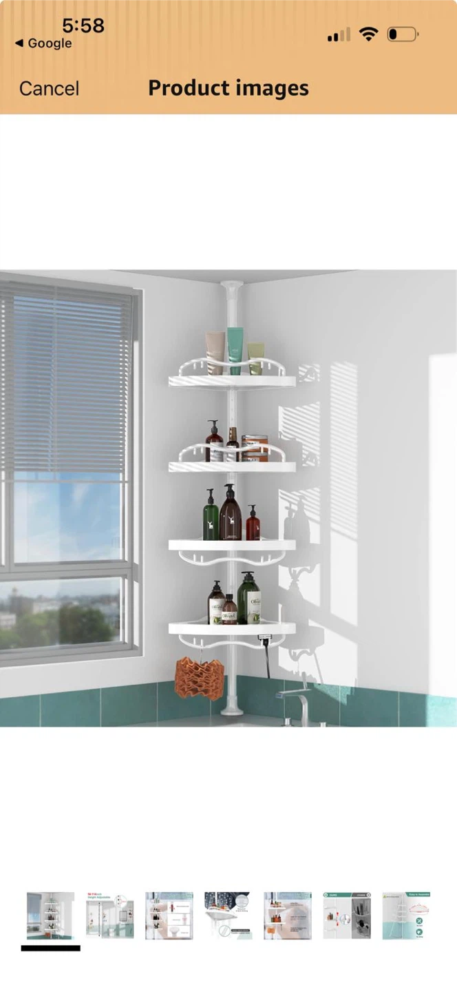 Brand new White Adjustable Tension Corner Shelf Unit