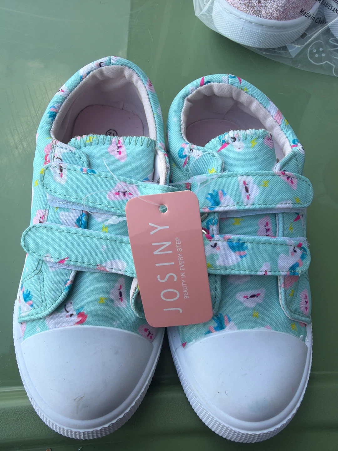 Josiny Kids Unicorn Print Velcro Sneakers Size 12