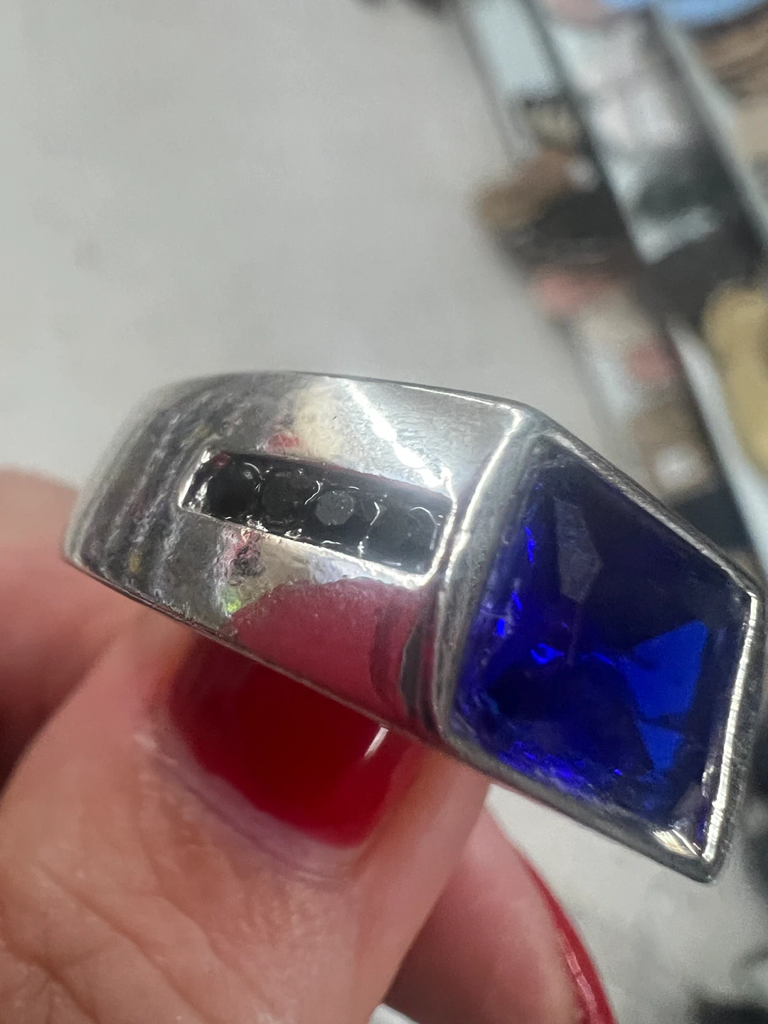 Sterling Silver Ring with lab sapphire - photo 2