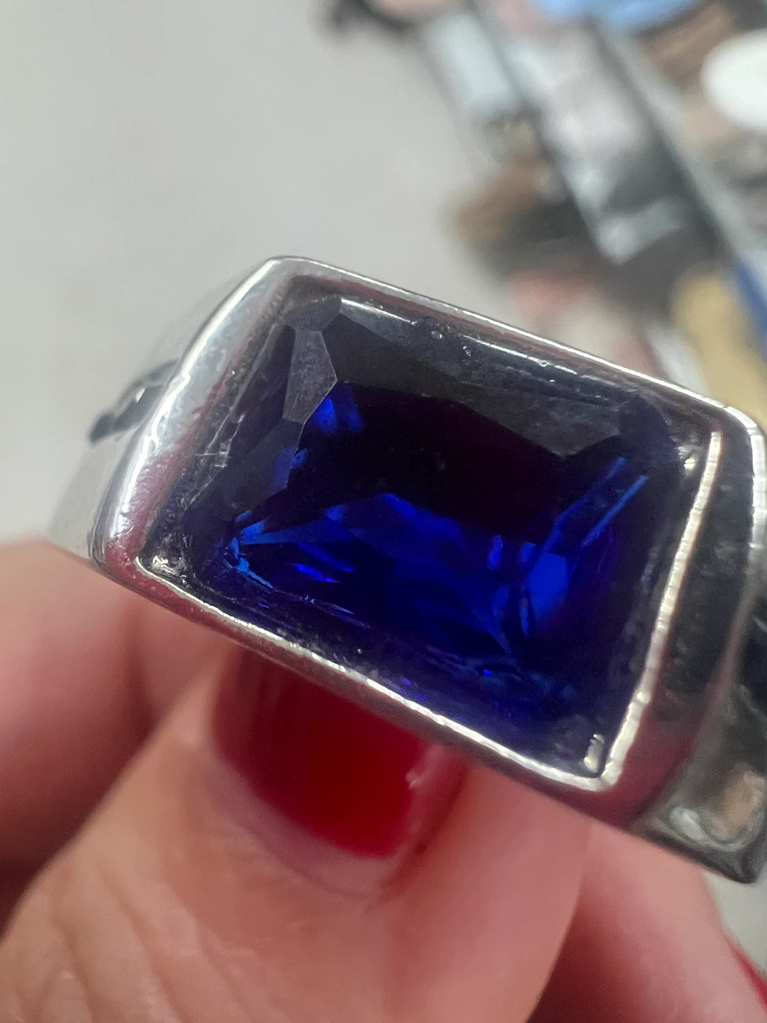Sterling Silver Ring with lab sapphire - photo 3