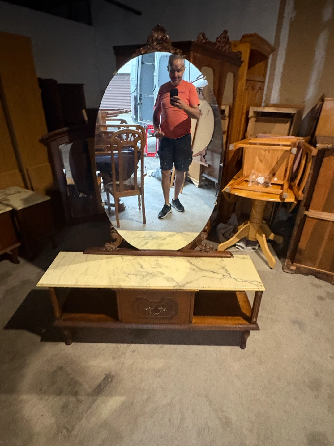 Free delivery used Antique Vanity Table with Mirror