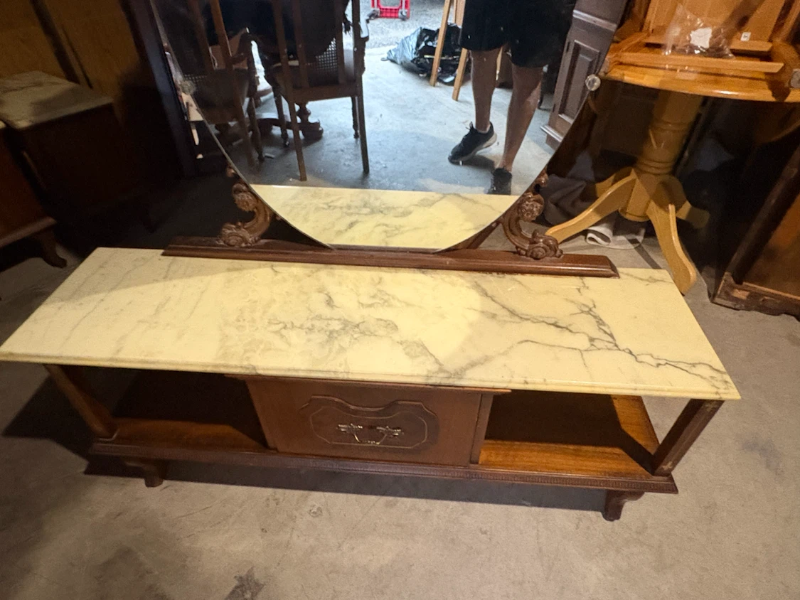 Free delivery used Antique Vanity Table with Mirror - photo 2