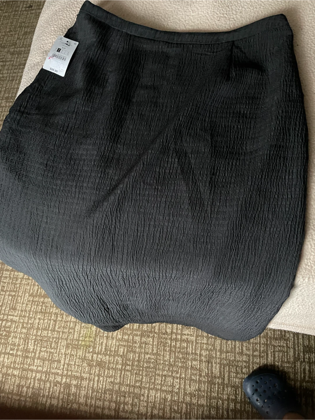 Black Textured Mid calf Skirt