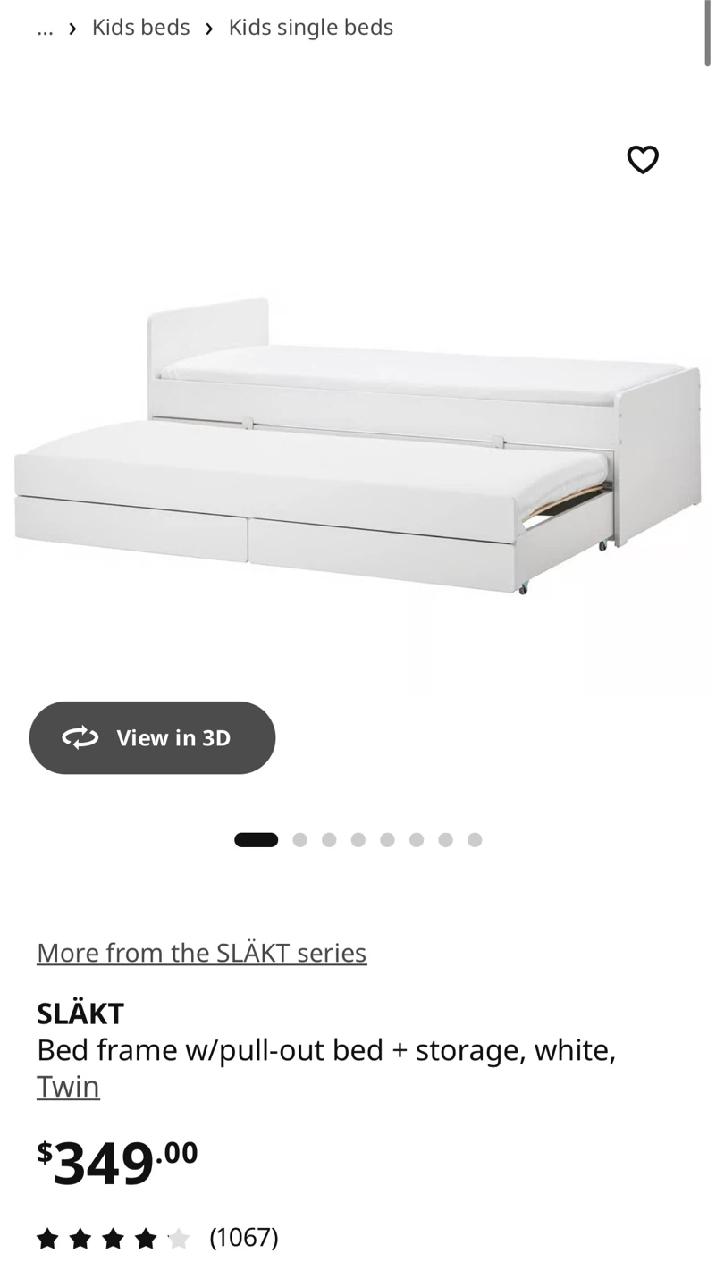 IKEA SLÄKT Twin Bed Frame with Pull-out Bed + Storage - photo 3