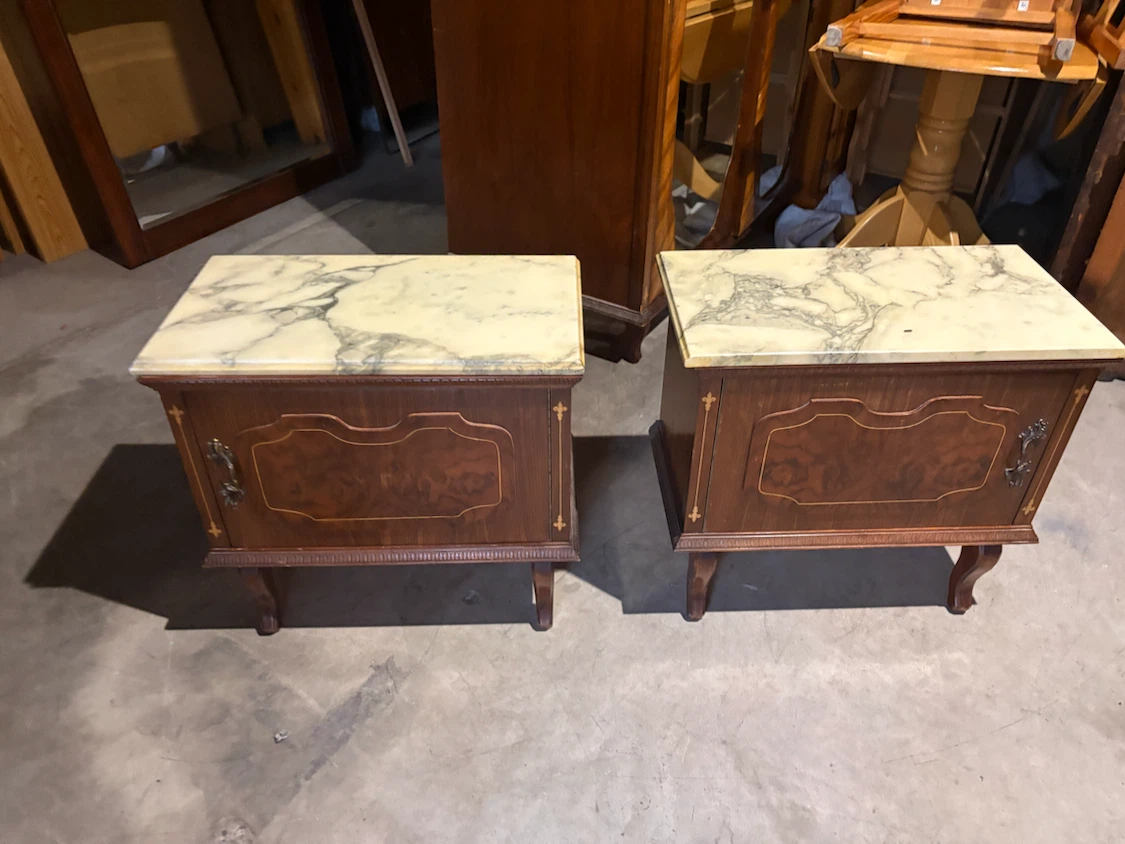 Free delivery antique pair of Vintage Marble Top Nightstands - photo 4