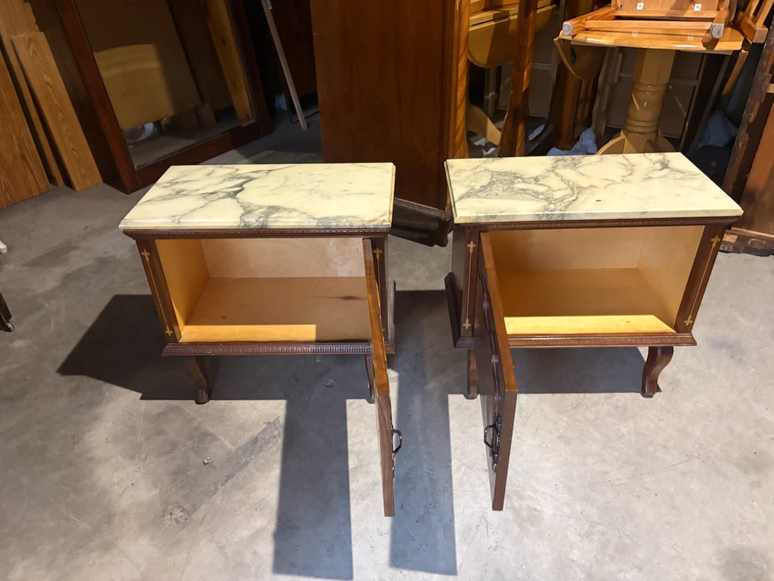 Free delivery antique pair of Vintage Marble Top Nightstands - photo 5