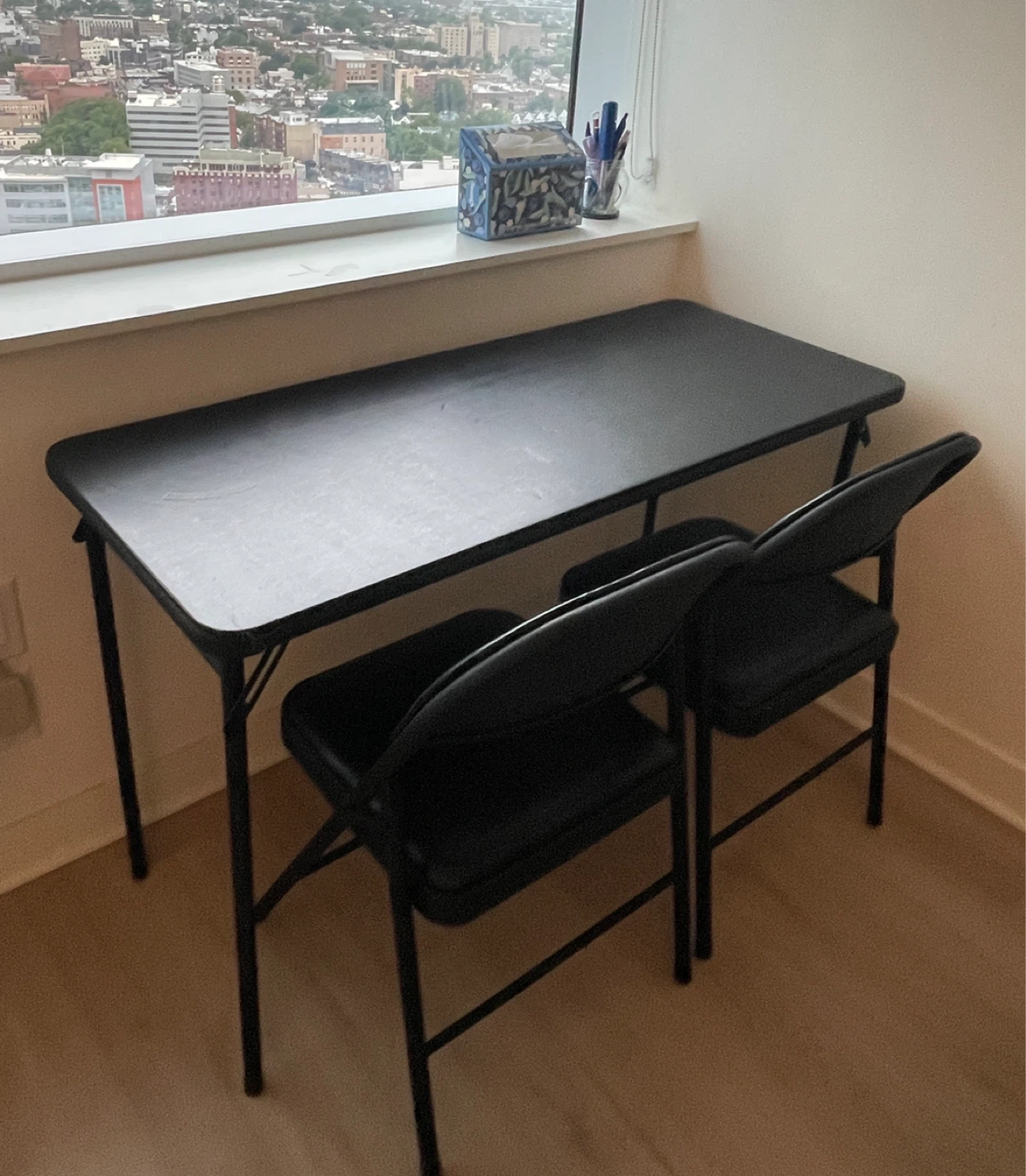 Foldable table and two chairs