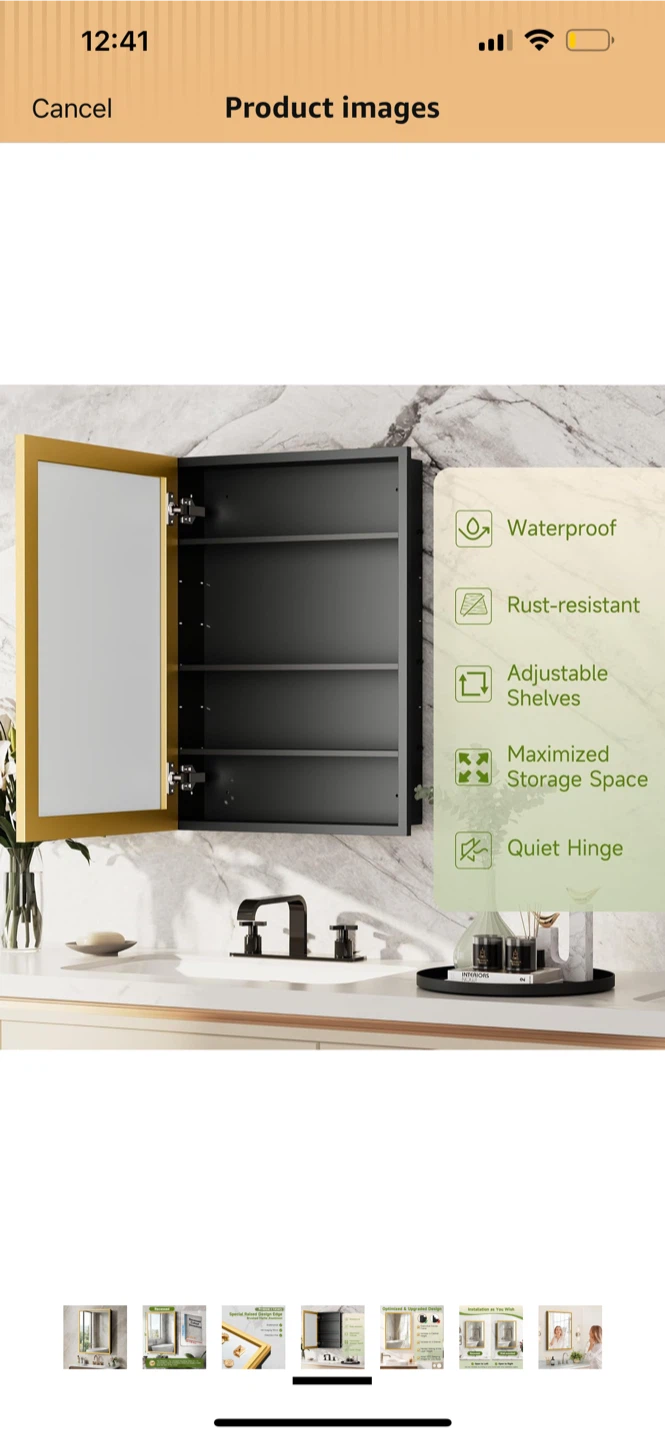 Gold Framed Medicine Cabinet - photo 4