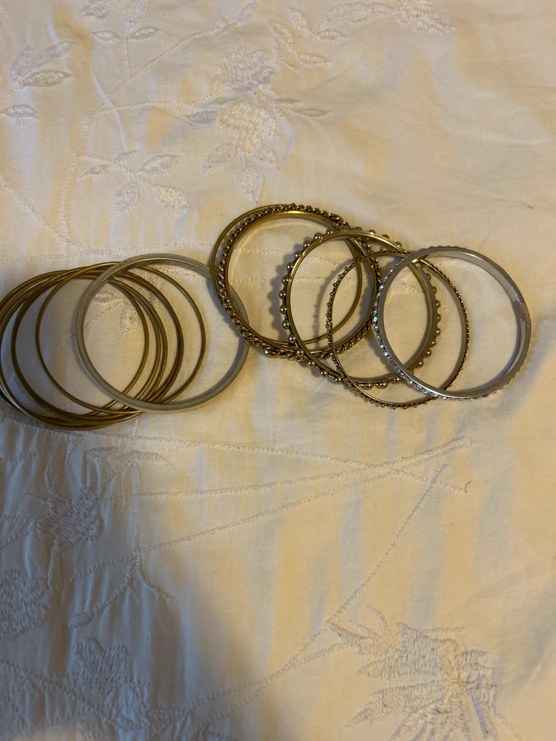 Set of 8 Bangles - Mixed Metal and Rhinestone