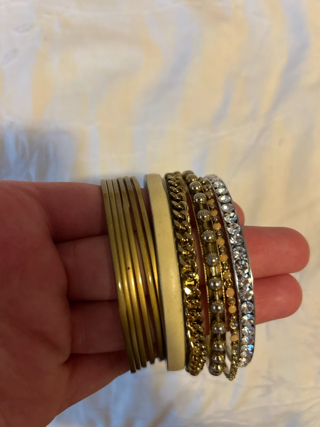 Set of 8 Bangles - Mixed Metal and Rhinestone - photo 2