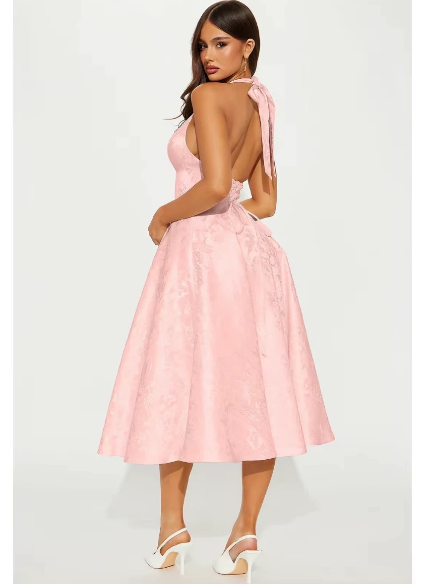 Pink Halter Neck Midi Dress - photo 2