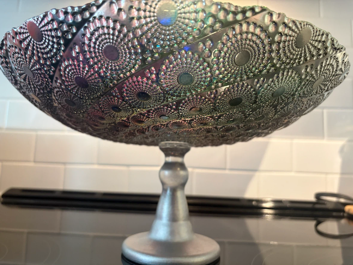 Iridescent Glass Pedestal Bowl - photo 2