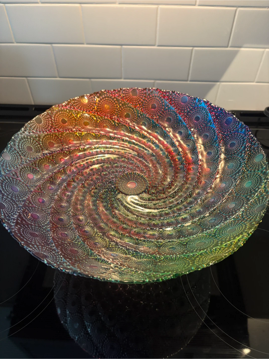 Iridescent Glass Pedestal Bowl - photo 3