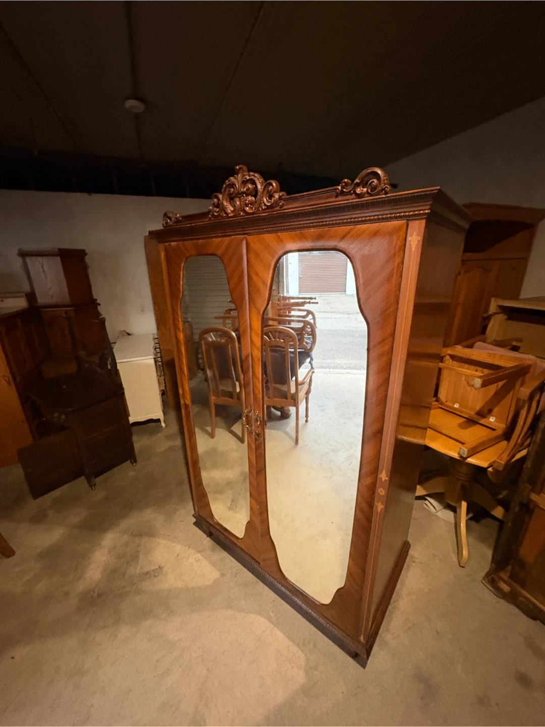 Free delivery used antique Vintage  Armoire  Mirrored Doors - photo 5