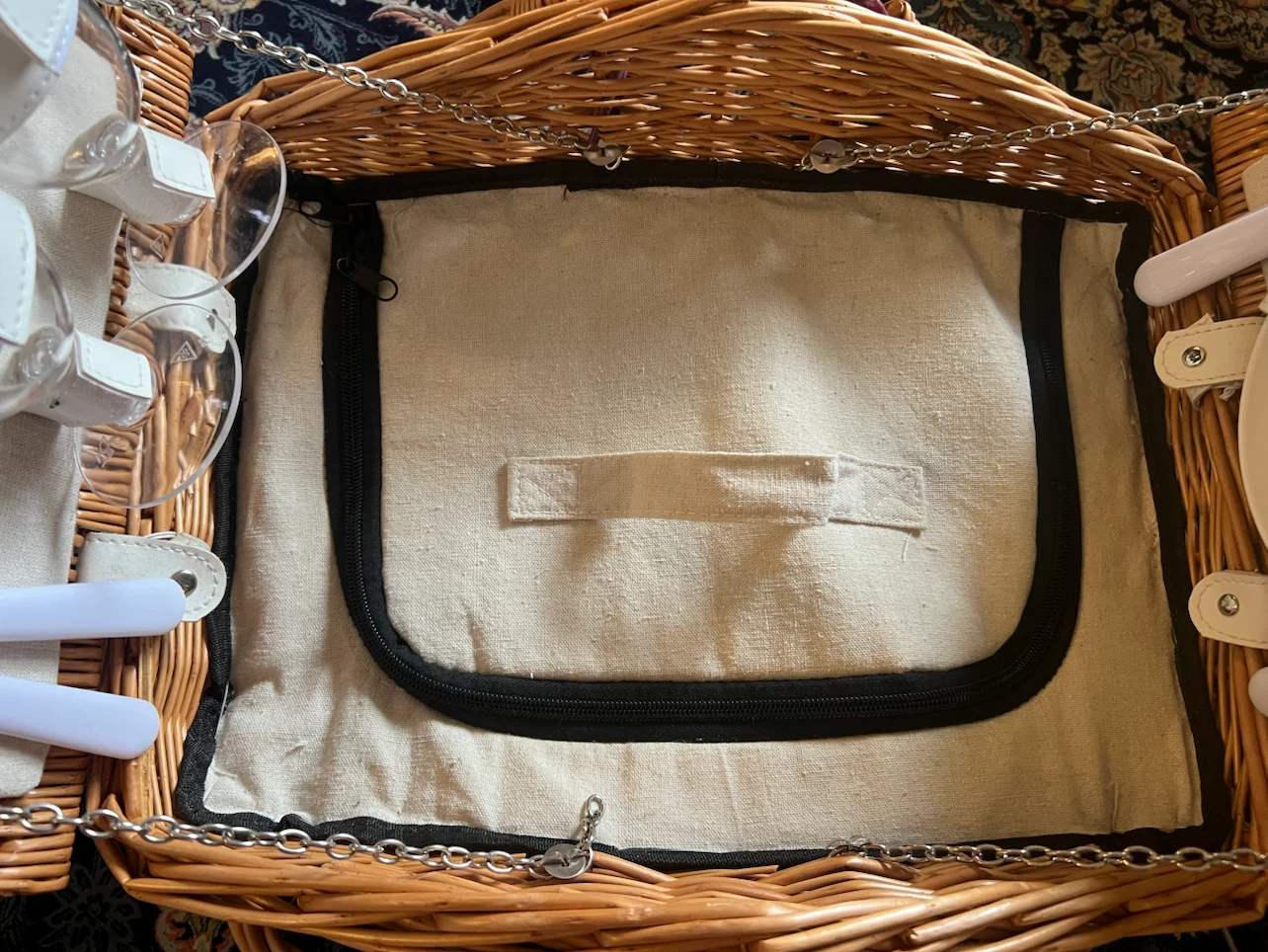 Picnic Basket Set with Glasses, Plates, and Cutlery - photo 2