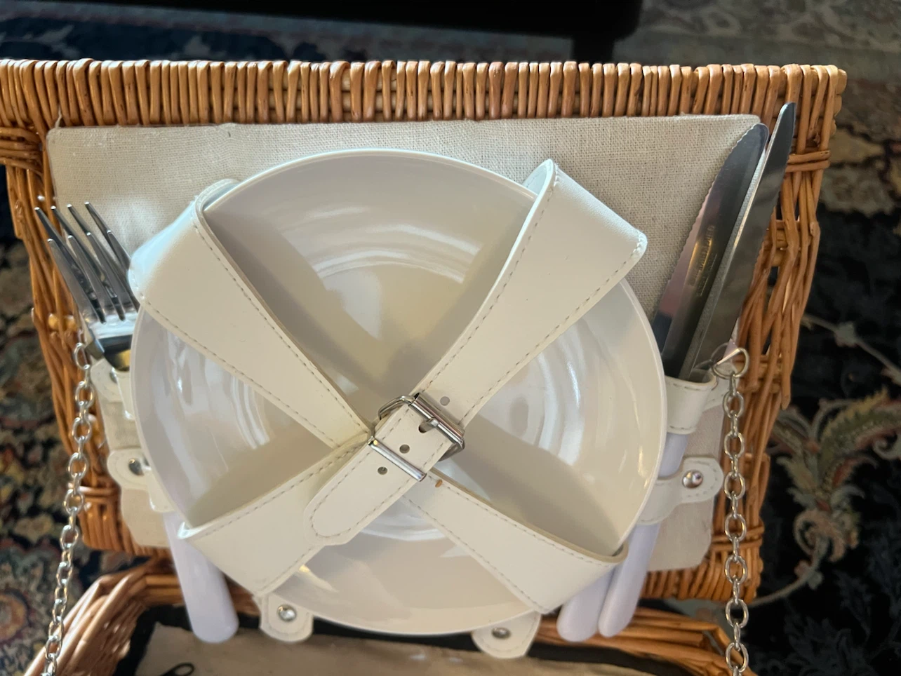 Picnic Basket Set with Glasses, Plates, and Cutlery - photo 4