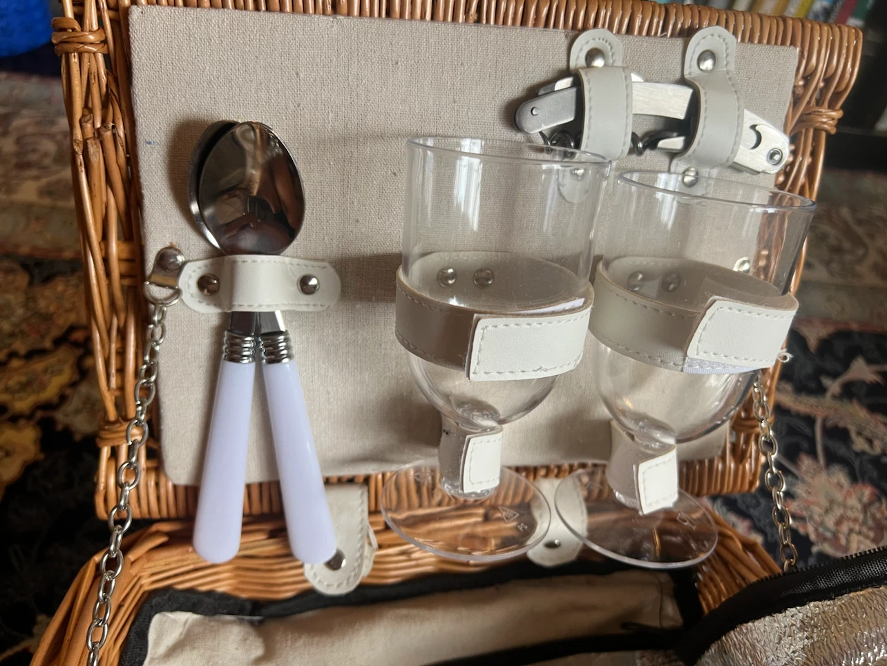Picnic Basket Set with Glasses, Plates, and Cutlery - photo 5