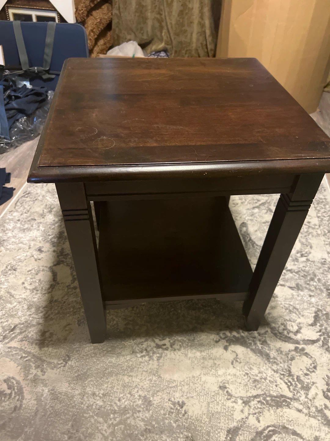 Dark Wood End Table with Shelf