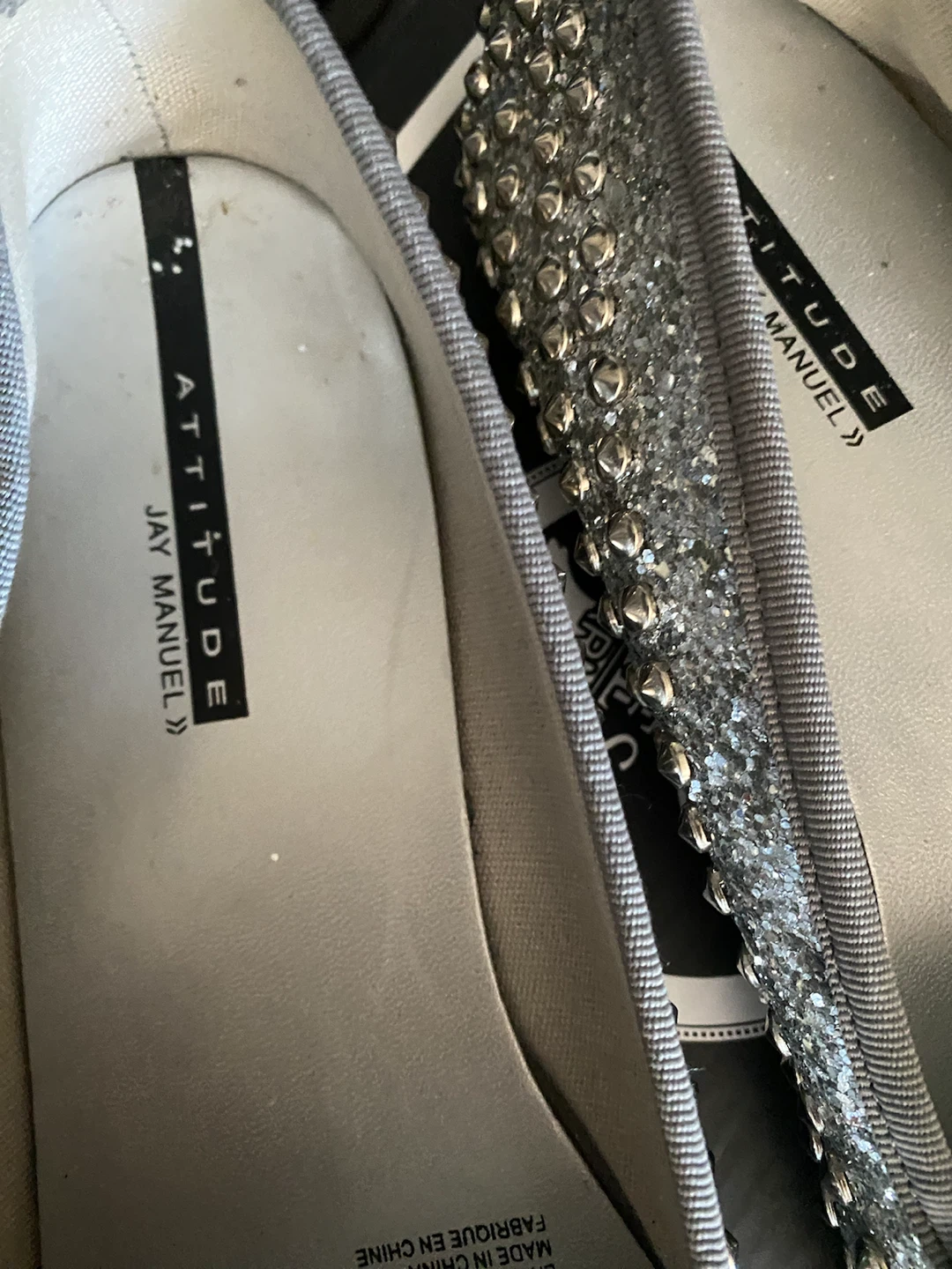 Attitude Jay Manuel Silver Studded flat shoes size 9Flats - photo 2