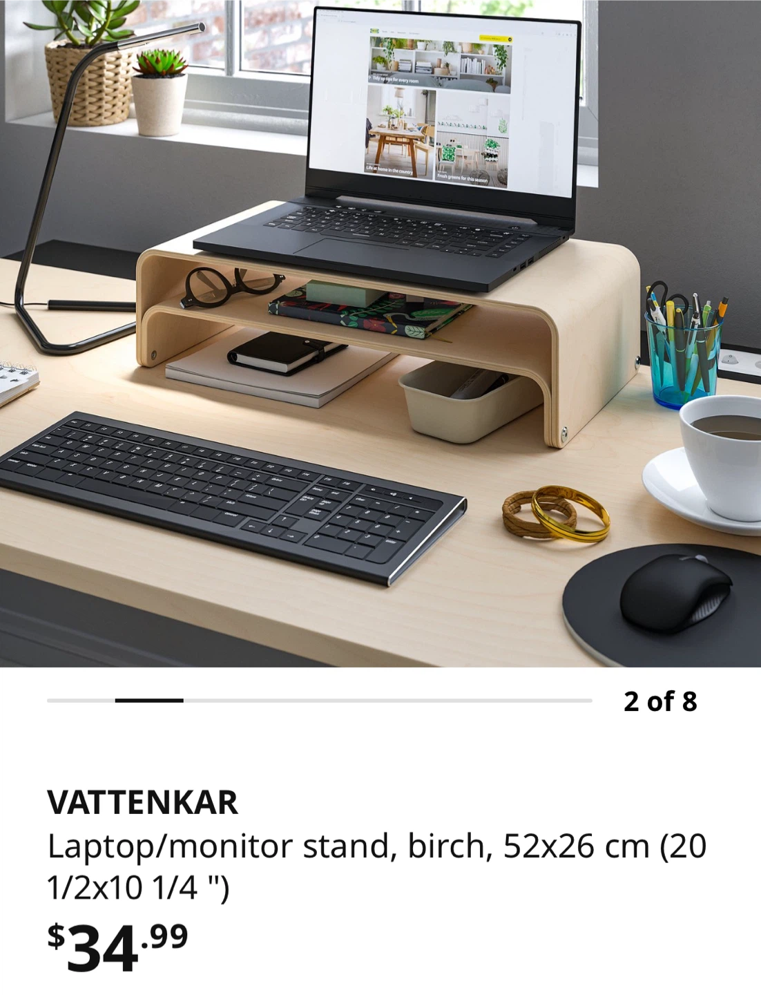 VATTENKAR Laptop/monitor stand - birch