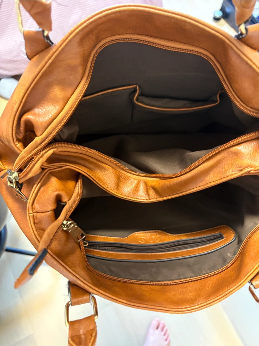 Brown Faux Leather Tote Bag - photo 2