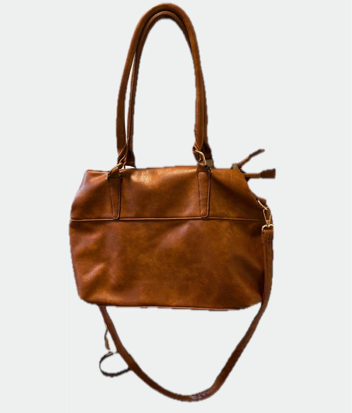 Brown Faux Leather Tote Bag