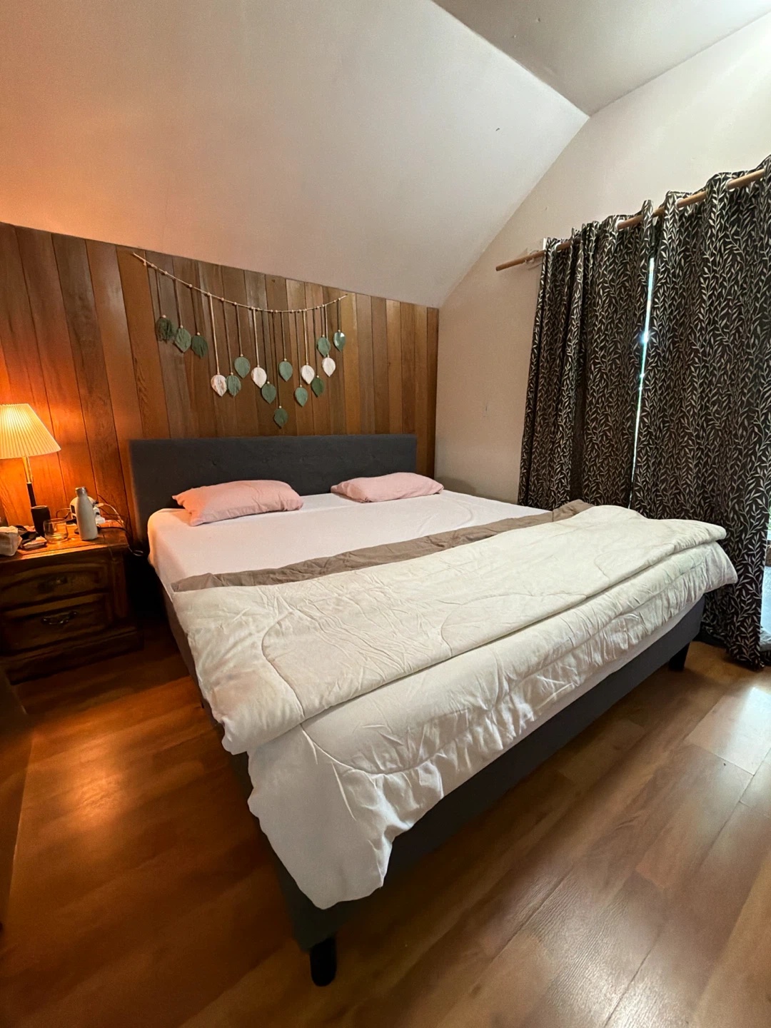 Grey Tufted Headboard bed frame and Endy Mattress