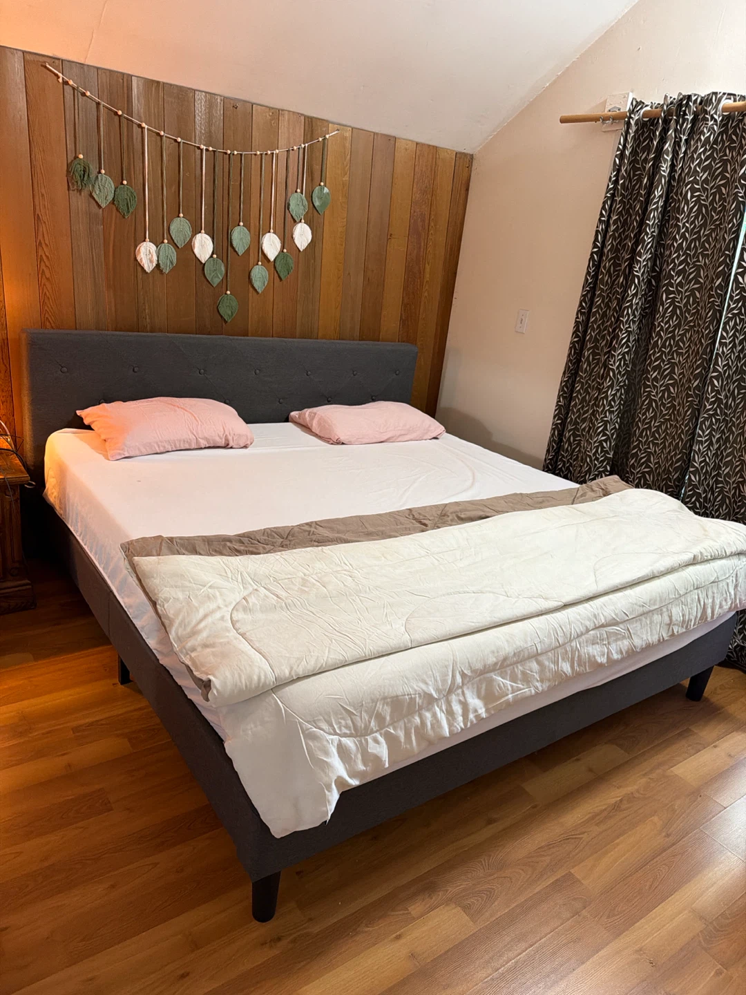 Grey Tufted Headboard bed frame and Endy Mattress - photo 2