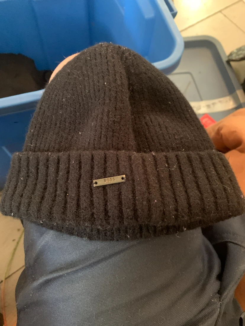 BOSS Black Ribbed “Baby” Beanie Hat