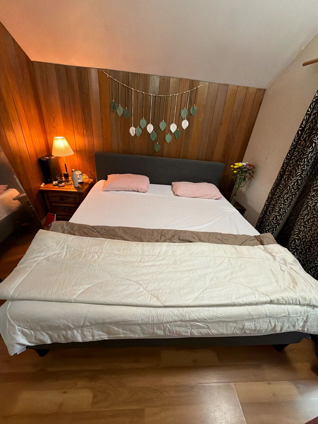 Grey Tufted Headboard bed frame and Endy Mattress - photo 3