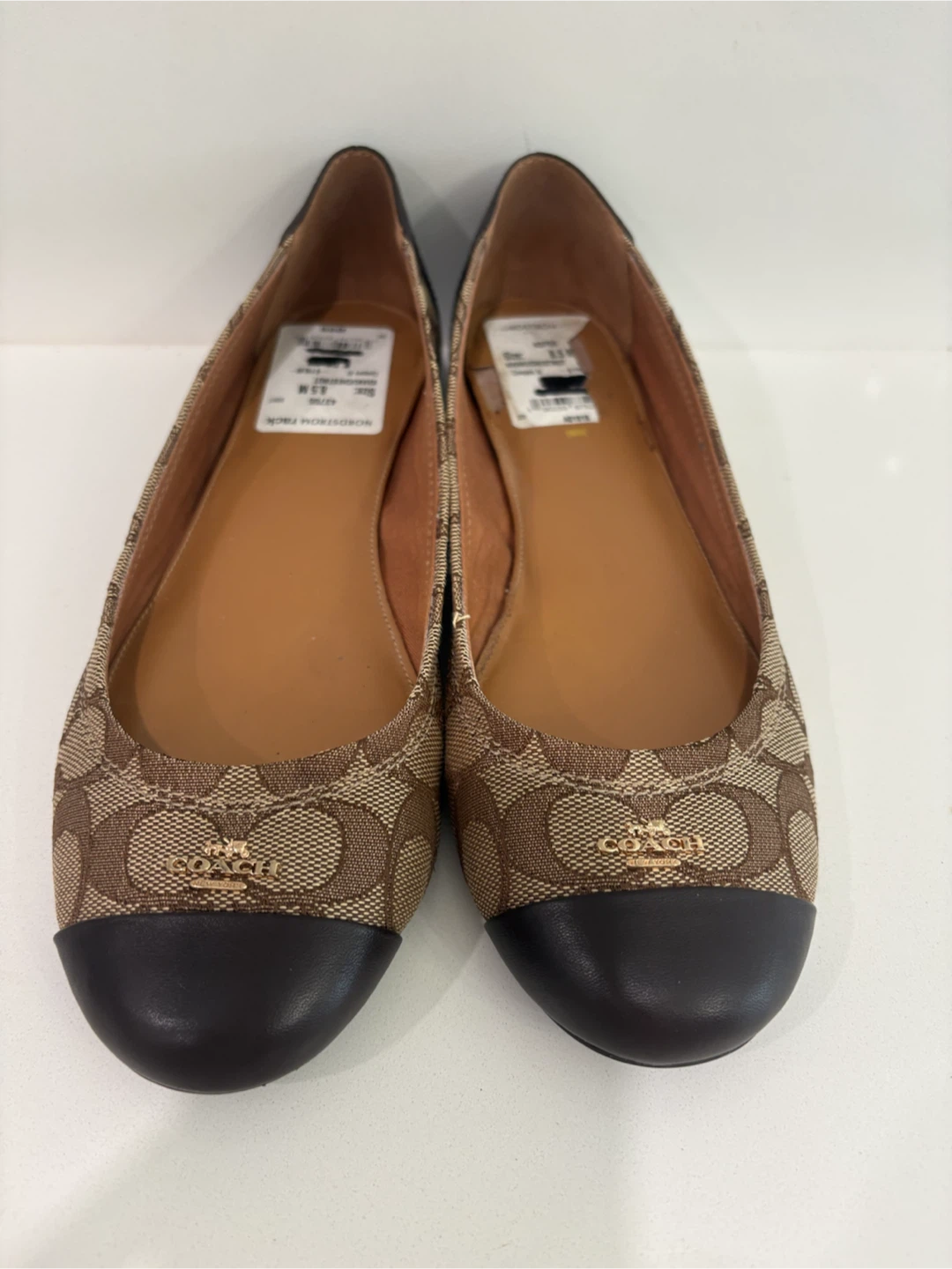 Coach Chelsea Signature Canvas Brown Leather Flats 8.5