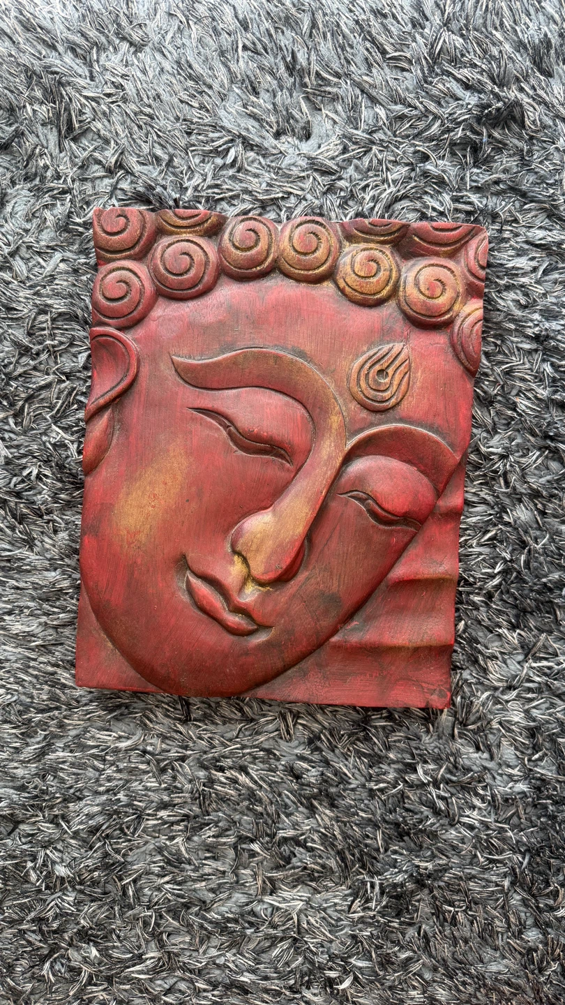 Carved Buddha Face Wall Art
