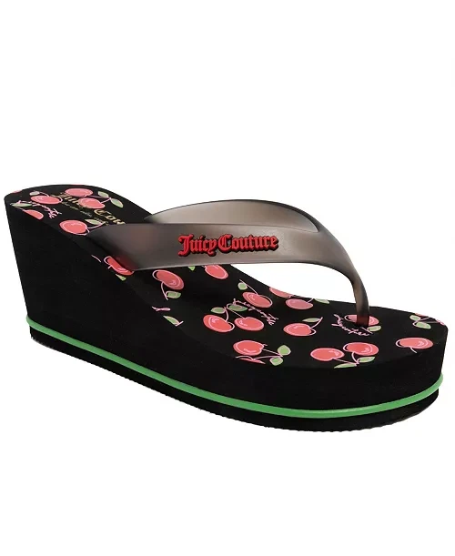 Juicy Couture Cherry Wedge Flip Flops