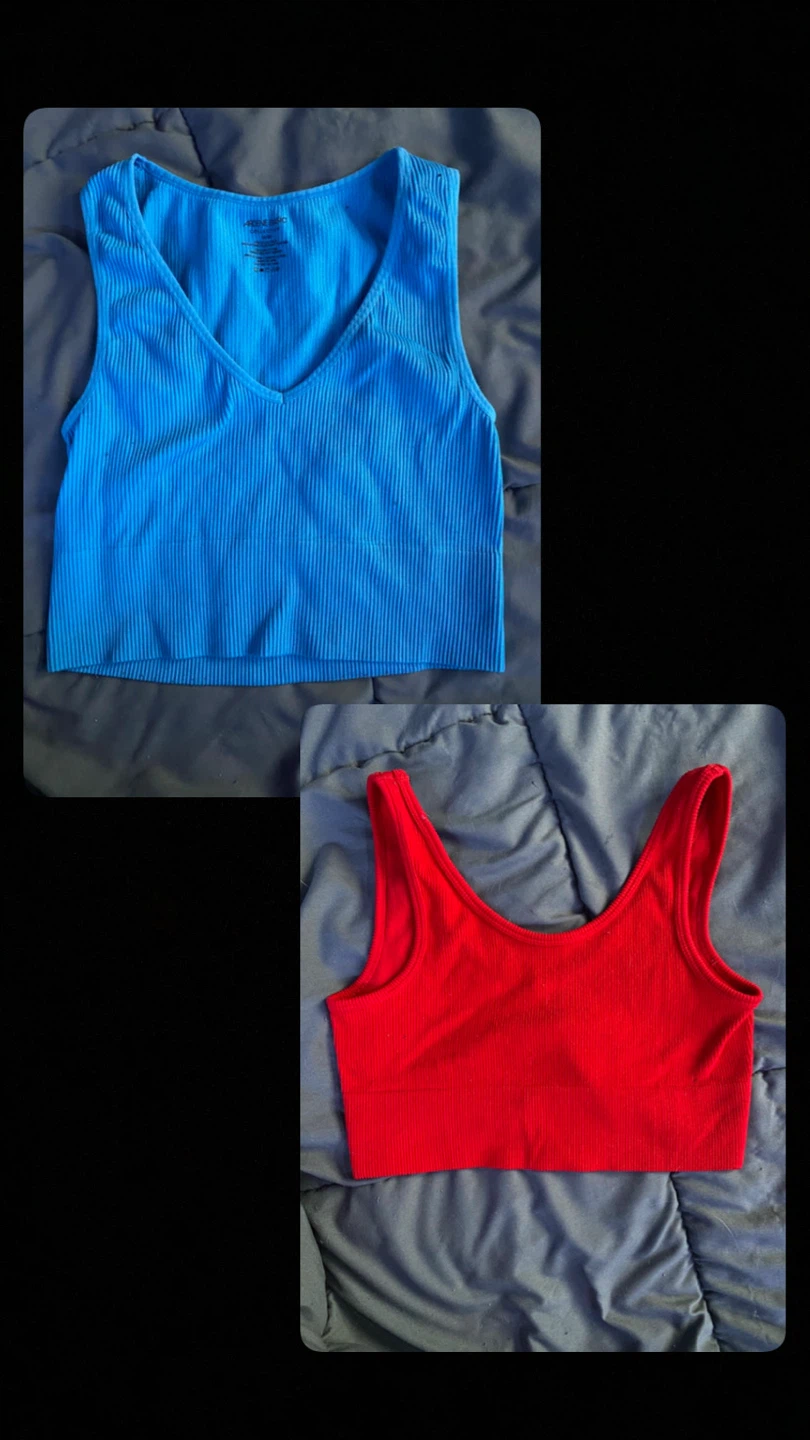 Blue and Red Ribbed Tank Tops