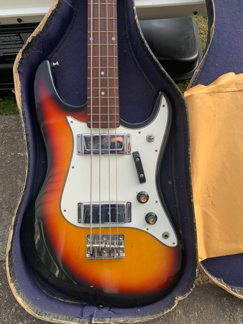 Vintage Aria gold Bass Guitar in Sunburst Finish
