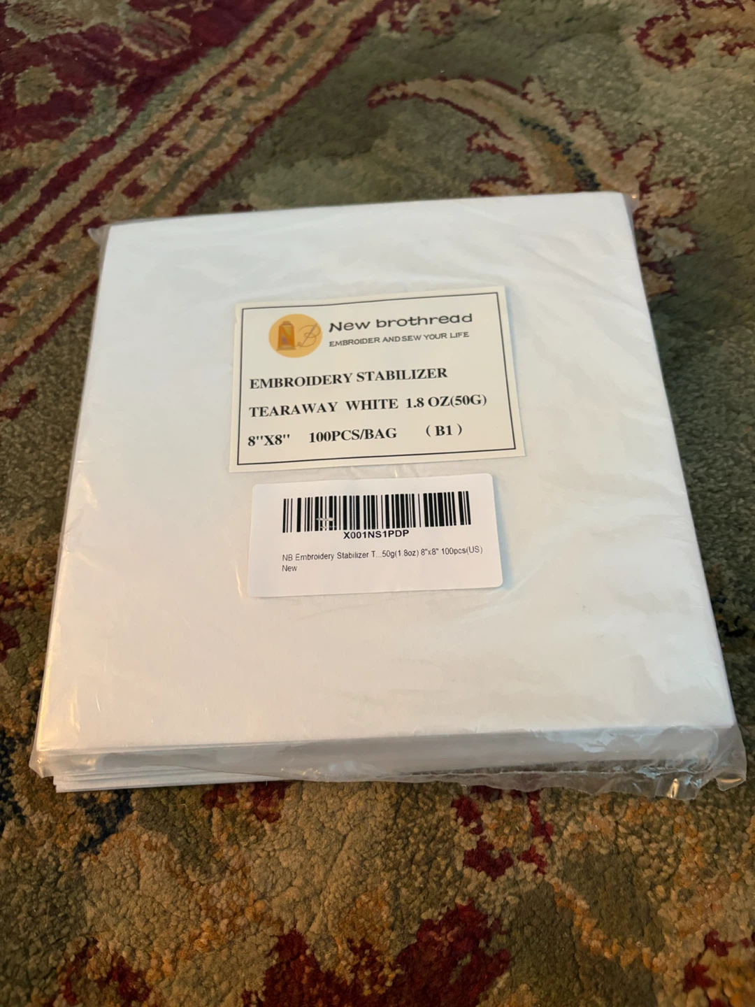 New 8"x8" 100 Precut Sheets Tear Away Stabilizer Backing