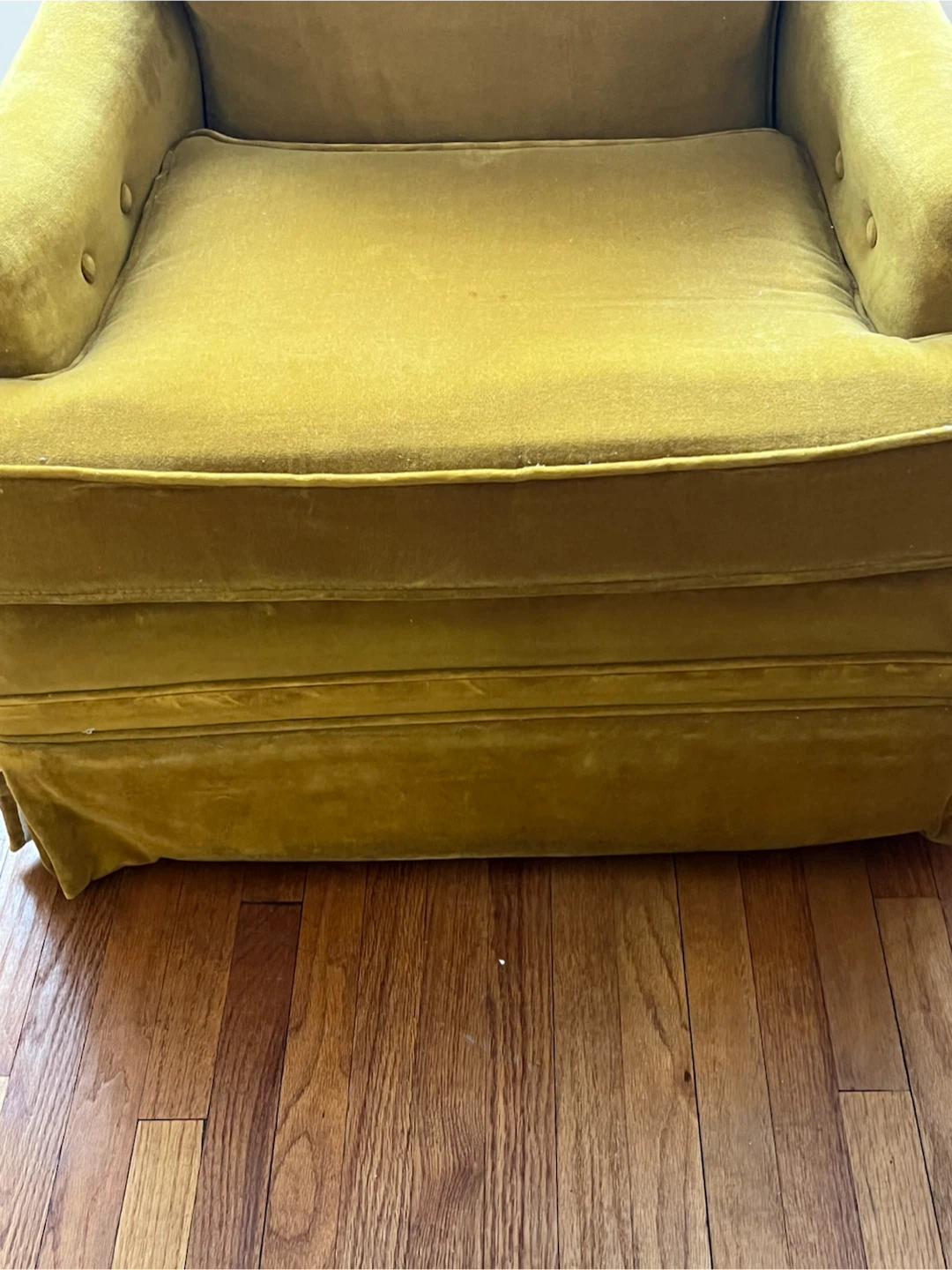 Rare Vintage   Mustard Yellow Velvet rocking Armchair - photo 3