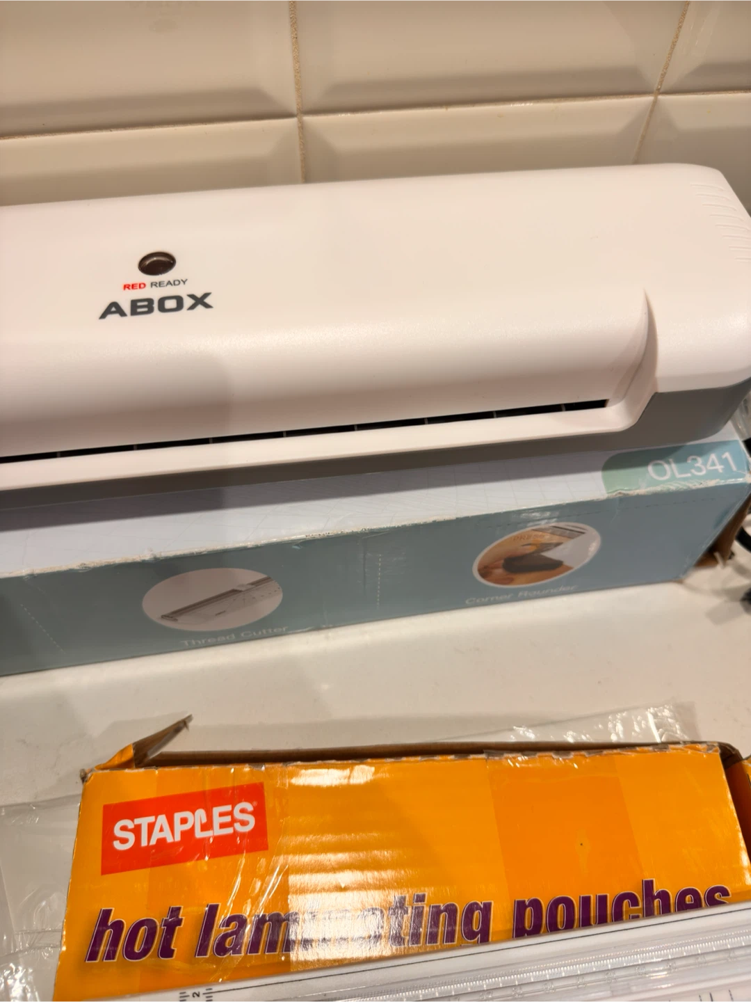 Thermal Laminator ABOX OL341 with Staples Hot Laminating Pouches