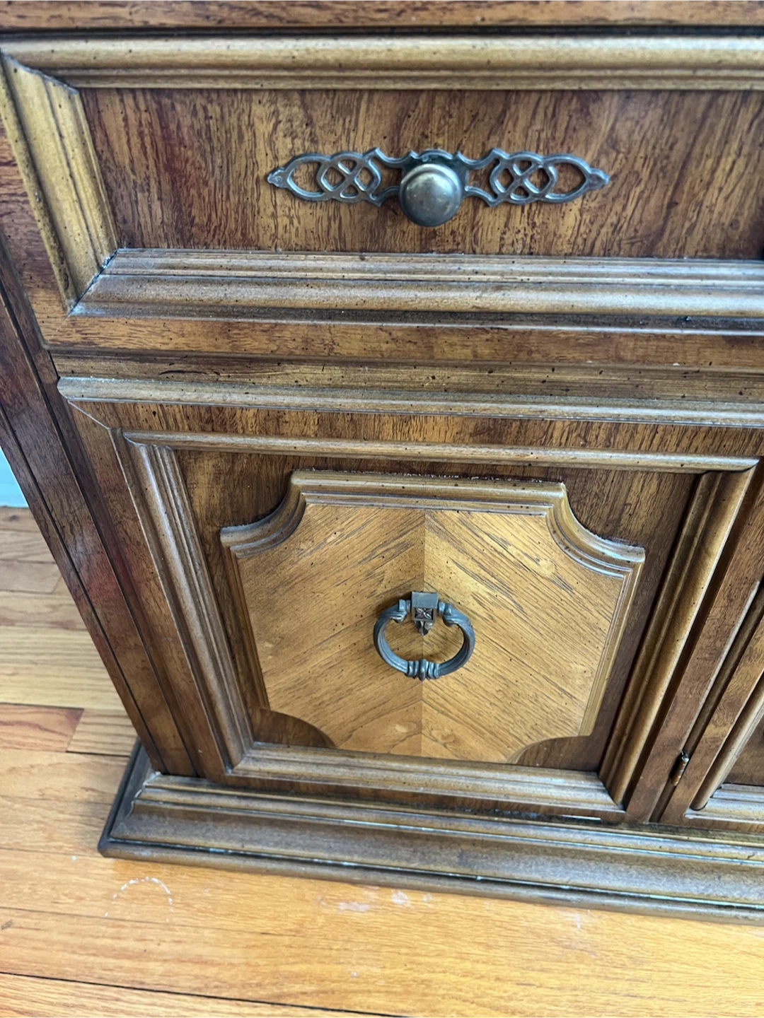 Vintage Wood China Cabinet with Glass Doors - photo 2