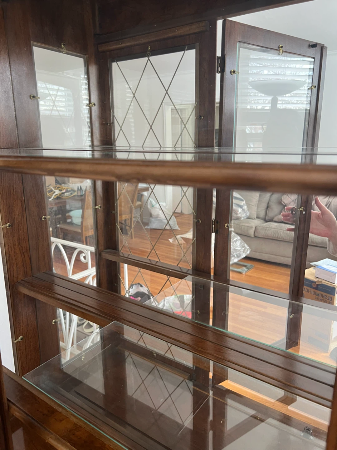 Vintage Wood China Cabinet with Glass Doors - photo 3