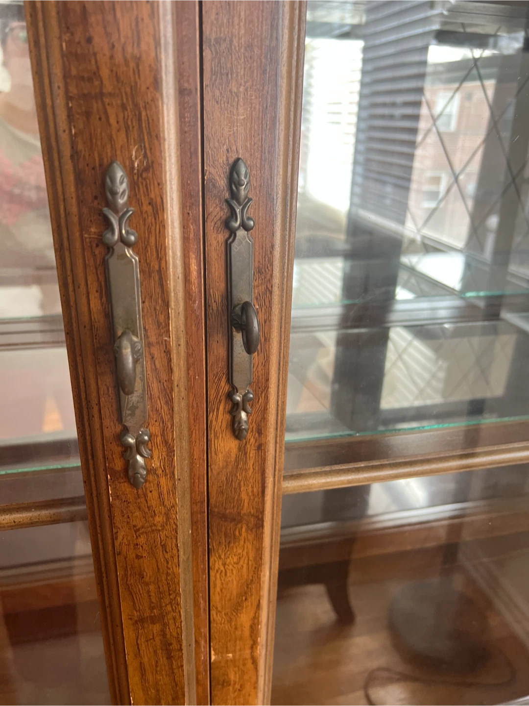 Vintage Wood China Cabinet with Glass Doors - photo 5