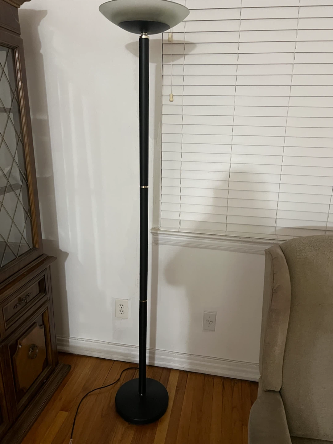 Rare retro Black Floor Lamp with Frosted Shade - photo 5