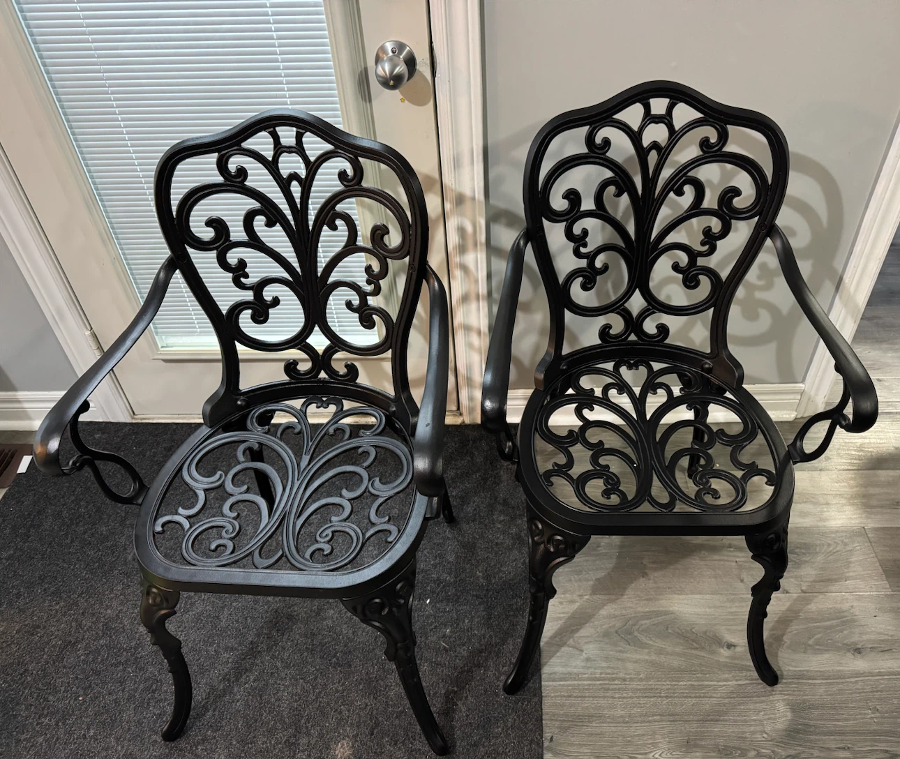 Black Cast Aluminum Patio Chairs (Set of 2)